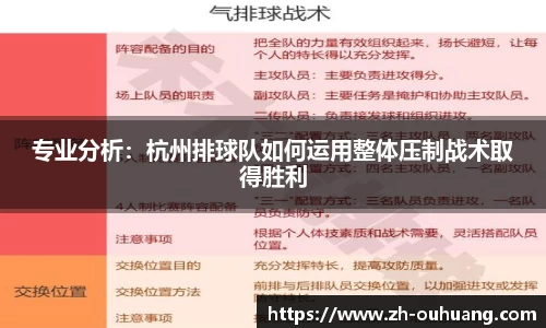 专业分析：杭州排球队如何运用整体压制战术取得胜利